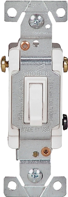 Eaton Wiring Devices 1303W-BOX Toggle Switch, 15 A, 120 V, Polycarbonate Housing Material, White [SKU: ORG6640494]