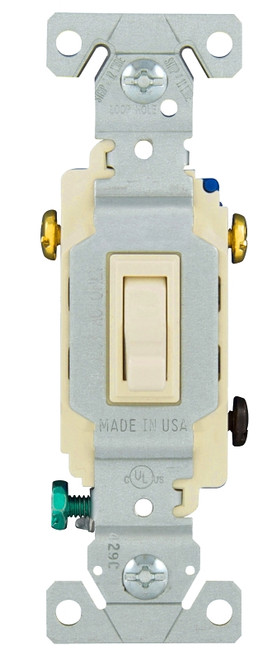 Eaton Wiring Devices 1303-7LA Toggle Switch, 15 A, 120 V, Polycarbonate Housing Material, Light Almond [SKU: ORG7193550]