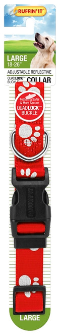 RUFFIN'IT 39243 Reflective Dog Collar, 18 to 26 in L Collar, 1 in W Collar, Nylon, Assorted [SKU: ORG4768149]