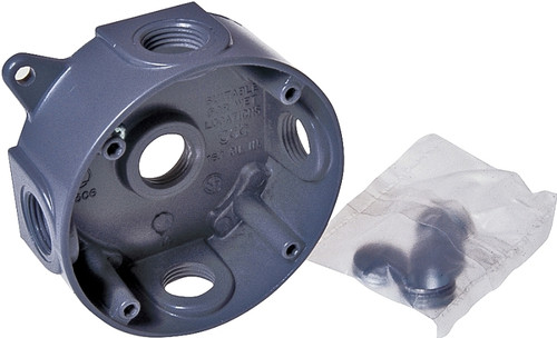 BELL 5361-0 Weatherproof Box, 5 -Outlet, Aluminum, Gray, Powder-Coated [SKU: ORG6896161]