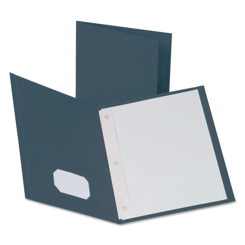 Twin-Pocket Folders with 3 Fasteners, 0.5" Capacity, 11 x 8.5, Dark Blue, 25/Box [SKU: OXF57738]