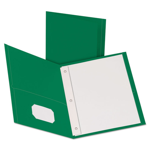Twin-Pocket Folders with 3 Fasteners, 0.5" Capacity, 11 x 8.5, Green, 25/Box [SKU: OXF57756]