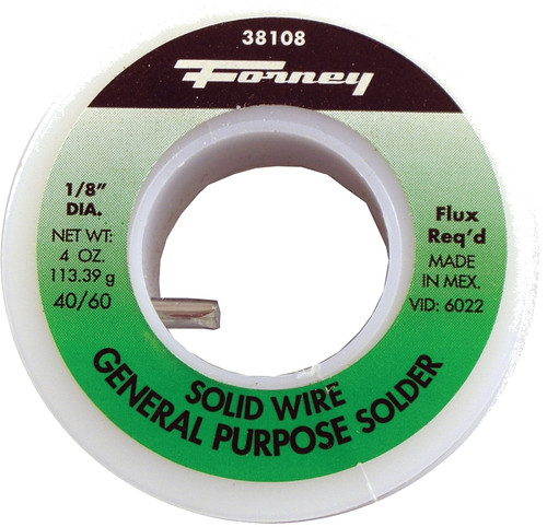 Forney 38108 Solder, 4 oz, Solid, Silver/White, 460 deg F Melting Point [SKU: ORG8912966]
