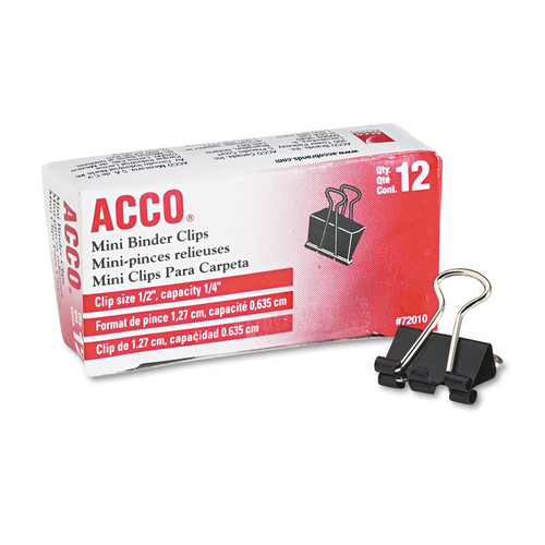 Binder Clips, Mini, Black/Silver, Dozen [SKU: ACC72010]