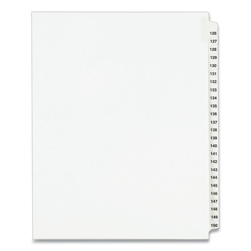 Preprinted Legal Exhibit Side Tab Index Dividers, Avery Style, 25-Tab, 126 to 150, 11 x 8.5, White, 1 Set, (1335) [SKU: AVE01335]