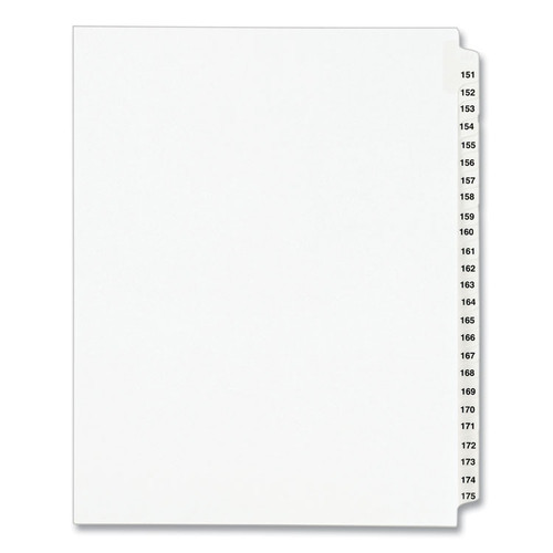Preprinted Legal Exhibit Side Tab Index Dividers, Avery Style, 25-Tab, 151 to 175, 11 x 8.5, White, 1 Set, (1336) [SKU: AVE01336]