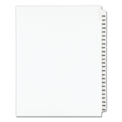 Preprinted Legal Exhibit Side Tab Index Dividers, Avery Style, 25-Tab, 226 to 250, 11 x 8.5, White, 1 Set, (1339) [SKU: AVE01339]