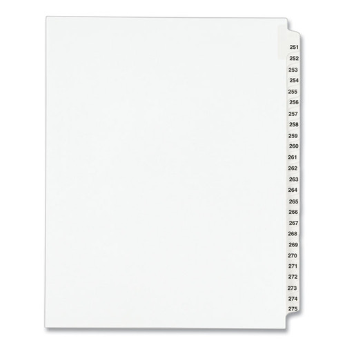 Preprinted Legal Exhibit Side Tab Index Dividers, Avery Style, 25-Tab, 251 to 275, 11 x 8.5, White, 1 Set, (1340) [SKU: AVE01340]