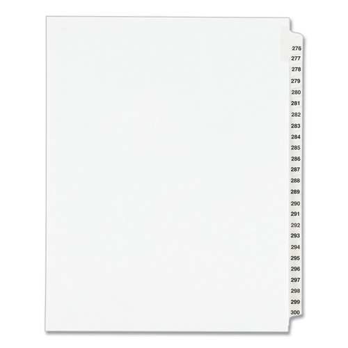 Preprinted Legal Exhibit Side Tab Index Dividers, Avery Style, 25-Tab, 276 to 300, 11 x 8.5, White, 1 Set, (1341) [SKU: AVE01341]