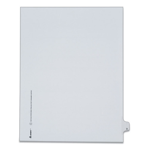 Preprinted Legal Exhibit Side Tab Index Dividers, Allstate Style, 10-Tab, 3, 11 x 8.5, White, 25/Pack [SKU: AVE82201]