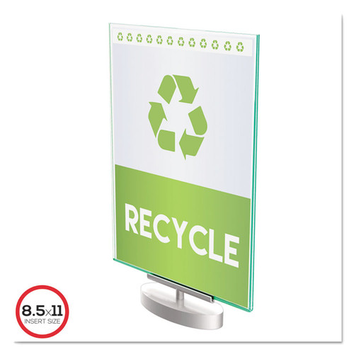 Superior Image Swivel Sign Holder w/Green Edge, 8.5 x 11 Insert, Silver Base [SKU: DEF691590]