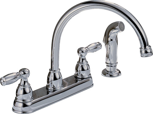 DELTA Peerless Claymore Series P299575LF Kitchen Faucet, 1.8 gpm, 2-Faucet Handle, Chrome Plated, Deck Mounting [SKU: ORG3025699]