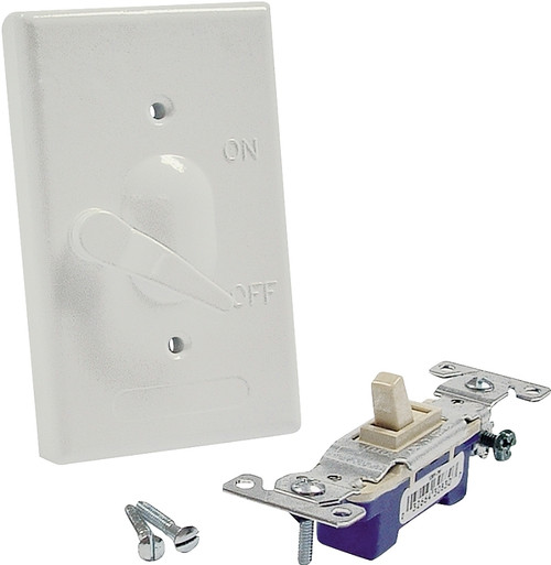 HUBBELL 5121-1 Toggle Cover, 4-39/64 in L, 2-53/64 in W, Metal, White, Powder-Coated [SKU: ORG6052369]