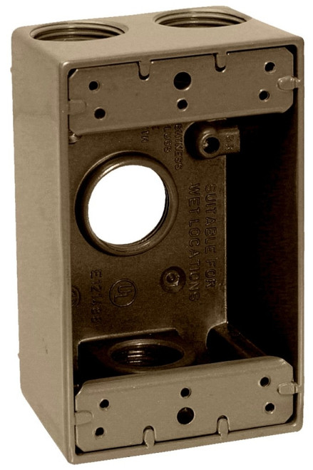 TEDDICO/BWF 1504AB-1 Outlet Box, 1 -Gang, 4 -Knockout, 4-1/2 in Knockout, Metal, Bronze, Powder-Coated [SKU: ORG1717941]