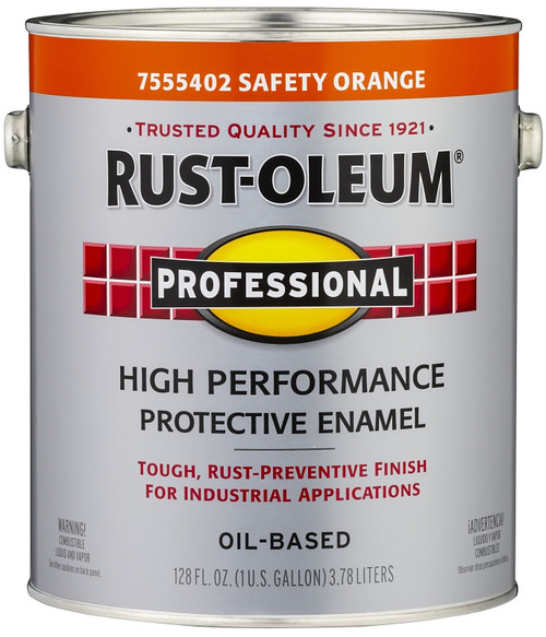 RUST-OLEUM PROFESSIONAL 7555402 Enamel, Gloss, Safety Orange, 1 gal Can [SKU: ORG8869265]