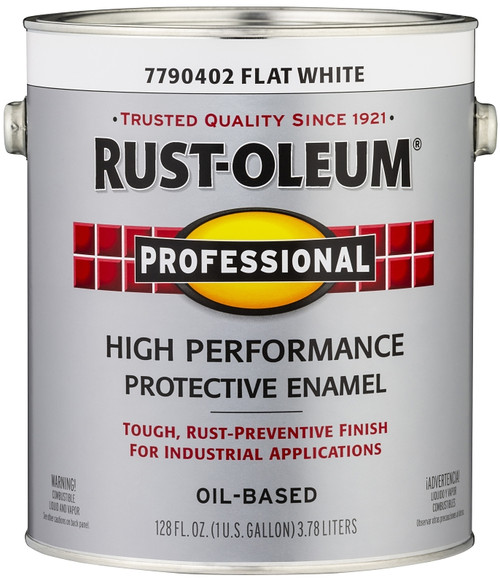 RUST-OLEUM PROFESSIONAL 7790402 Protective Enamel, Flat, White, 1 gal Can [SKU: ORG8959686]