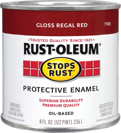 RUST-OLEUM STOPS RUST 7765730 Protective Enamel, Gloss, Regal Red, 0.5 pt Can [SKU: ORG7561459]