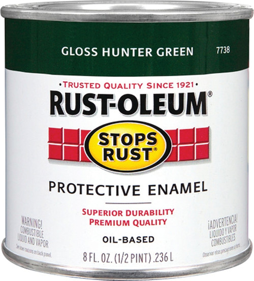 RUST-OLEUM STOPS RUST 7738730 Protective Enamel, Gloss, Hunter Green, 0.5 pt Can [SKU: ORG7561533]