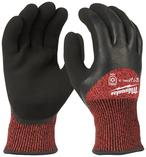 Milwaukee 48-22-8920 Winter Dipped Gloves, Men's, S, 6.69 to 7.09 in L, Elastic Knit Cuff, Latex Palm, Black/Red [SKU: ORG1388826]