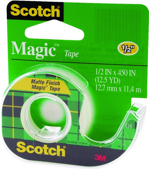 Scotch Magic 104 Office Tape, 450 in L, 1/2 in W, Plastic Backing [SKU: ORG0565523]