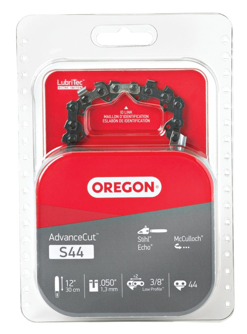 Oregon S44 Chainsaw Chain, 12 in L Bar, 0.05 Gauge, 3/8 in TPI/Pitch, 44-Link [SKU: ORG1240712]