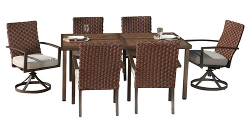 Pacific Casual LLC 223-MM19-185-7D Addison Dining Set, Woven Back, 7 Pc [SKU: ORG7624299]