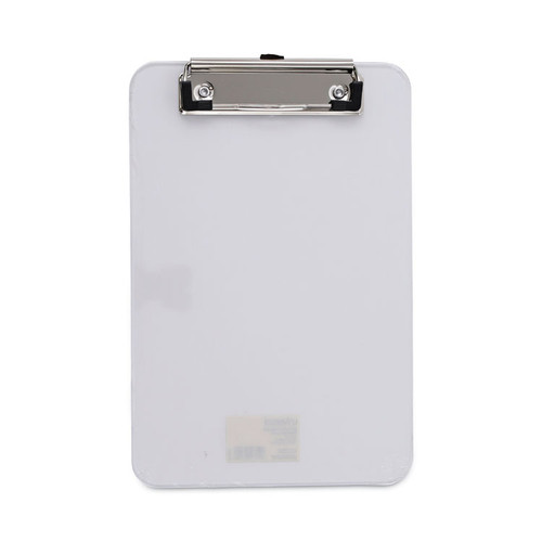 Plastic Clipboard with Low Profile Clip, 0.5" Clip Capacity, Holds 5 x 8 Sheets, Clear [SKU: UNV40312]