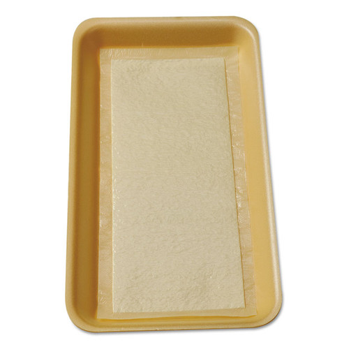Meat Tray Pads, 6 x 4.5, White/Yellow, Paper, 1,000/Carton [SKU: ITRTA1341108]