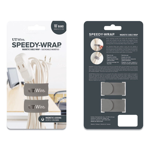 Speedy-Wrap Magnetic Cable Wrap, 0.82" x 10", Gray, 2/Pack [SKU: RBOUTWSWM2GY]