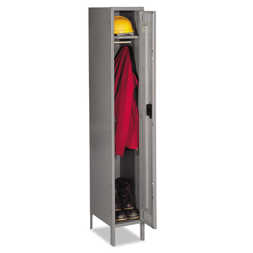 Single-Tier Locker with Legs, One Locker with Hat Shelf and Coat Rod, 12w x 18d x 78h, Medium Gray [SKU: TNNSTS1218721MG]