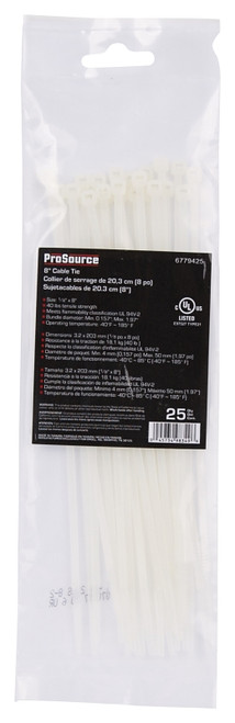 ProSource CV200S-253L Cable Tie, 50 mm Max Bundle Dia, Self-Lock Locking, Nylon, Clear [SKU: ORG6779425]