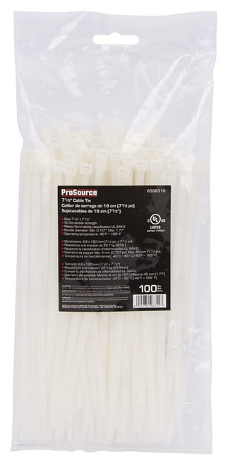ProSource CV190-1003L Cable Tie, 45 mm Max Bundle Dia, Self-Lock Locking, Nylon, Clear [SKU: ORG6556310]
