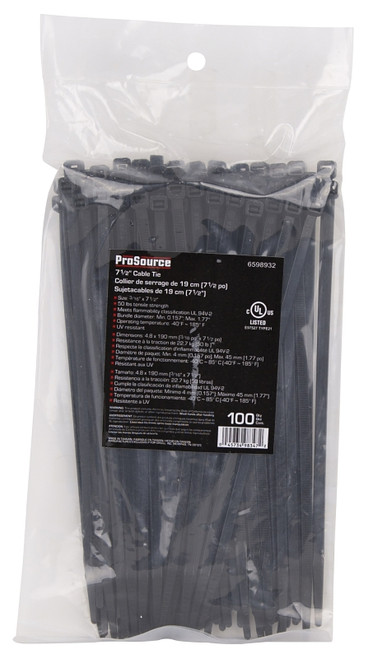 ProSource CV190W-1003L Cable Tie, 45 mm Max Bundle Dia, Self-Lock Locking, Nylon, Black [SKU: ORG6598932]