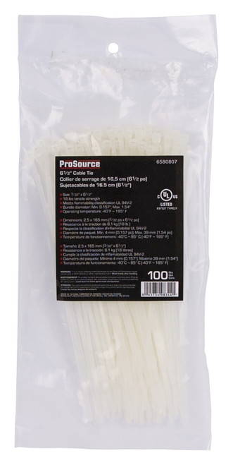 ProSource CV165-1003L Cable Tie, 39 mm Max Bundle Dia, Self-Lock Locking, Nylon, Clear [SKU: ORG6580807]