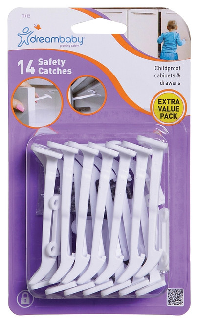 Dreambaby L1412 Secure Catch, 3-1/4 in L, 1-1/16 in W, Plastic, White [SKU: ORG3487659]