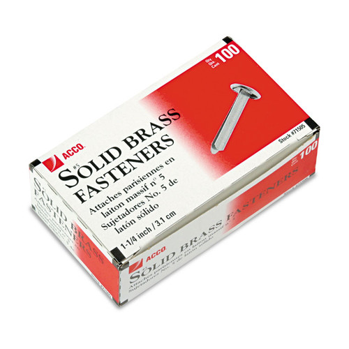 #5 Brass Prong Paper Fasteners, 1.25" Capacity, Brass, 100/Box [SKU: ACC71505]