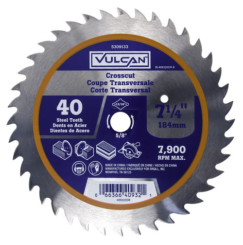 Vulcan 409320OR Circular Saw Blade, 7-1/4 in Dia, 5/8 and 13/16 Diamond in Arbor [SKU: ORG5309133]