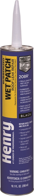 Henry Wet Patch 208R Series HE208R004 Roof Cement, Black, Liquid, 11 fl-oz Cartridge [SKU: ORG2902328]