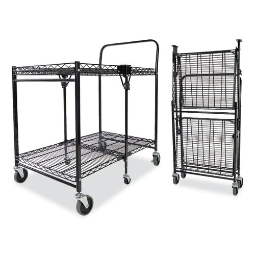 Stowaway Folding Carts, Metal, 2 Shelves, 250 lb Capacity, 35" x 37.25" x 22", Black [SKU: BOSBSACLGBLK]
