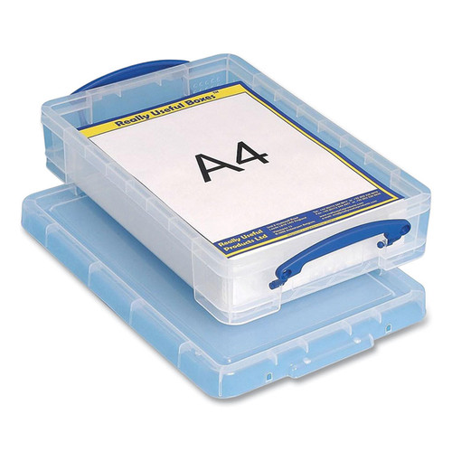 Snap-Lid Storage Bin, 1.05 gal, 10.25" x 14.5" x 3.37", Clear/Blue [SKU: RUA4LITRECLEAR]
