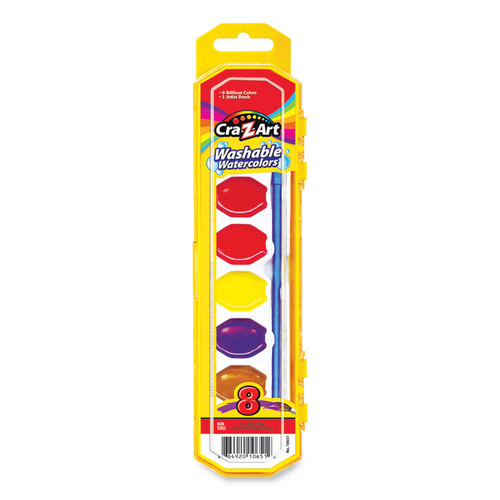 Washable Watercolors, 8 Assorted Colors, Palette Tray [SKU: CZA1065172]