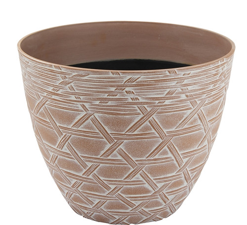 Landscapers Select S18040913-05 Arabesque Planter, 12-1/2 in Dia, Round, High-Density Resin, White Wash, White Wash [SKU: ORG8296824]