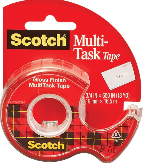 Scotch 25 Multi-Task Tape, 650 in L, 3/4 in W, Plastic Backing [SKU: ORG6012751]