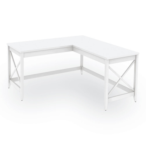L-Shaped Farmhouse Desk, 58.27" x 58.27" x 29.53", White [SKU: ALEWSF5959WT]