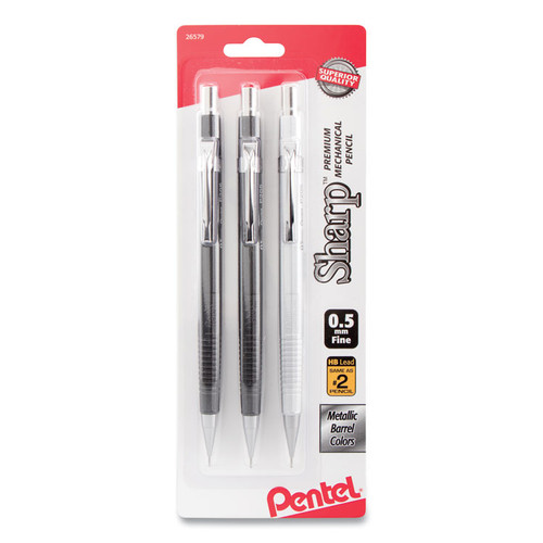 Sharp Mechanical Pencil, 0.5 mm, HB (#2.5), Black Lead, Assorted Barrel Colors, 3/Pack [SKU: PENP205MBP3M]