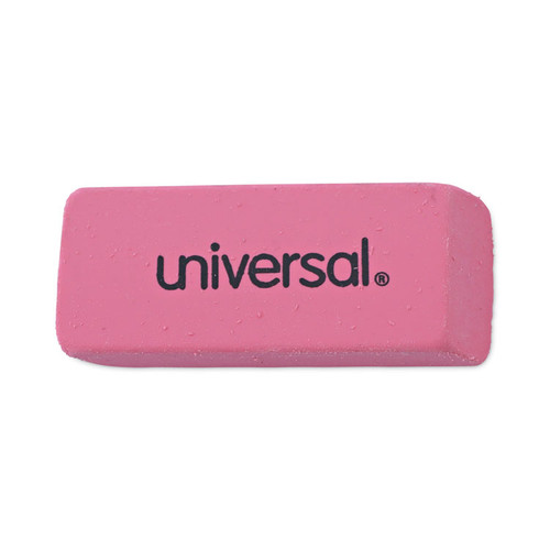 Bevel Block Erasers, For Pencil Marks, Slanted-Edge Rectangular Block, Large, Pink, 20/Pack [SKU: UNV55120]