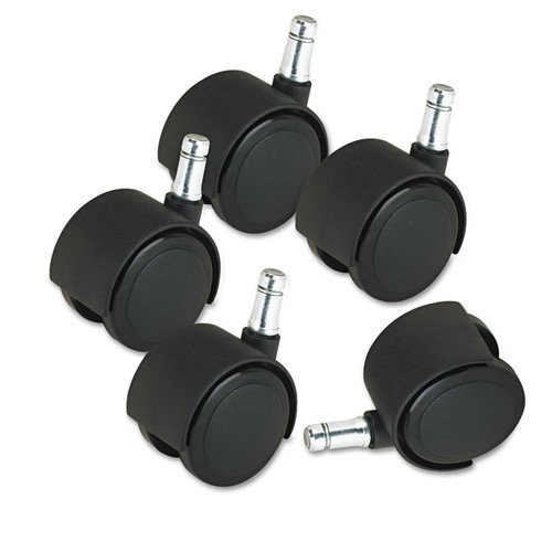 Deluxe Duet Casters, Grip Ring Type B and Type K Stems, 2" Hard Nylon Wheel, Matte Black, 5/Set [SKU: MAS23622]