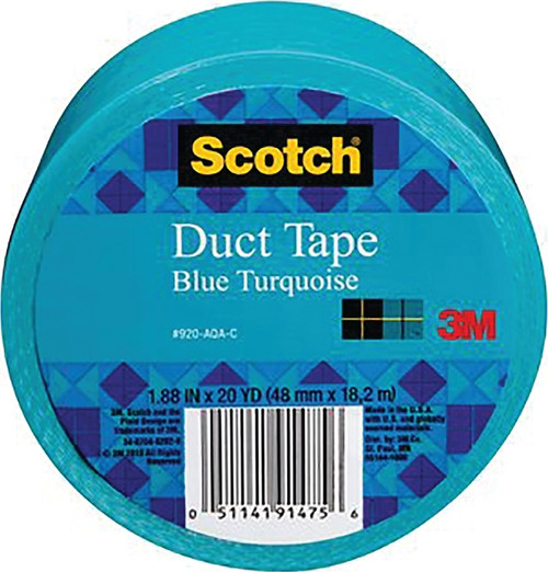 3M 920-AQA-C Duct Tape, 20 yd L, 1.88 in W, Cloth Backing, Blue Turquoise [SKU: ORG5986021]