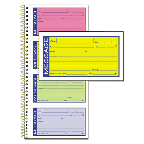 Wirebound Telephone Book with Multicolored Messages, Two-Part Carbonless, 4.75 x 2.75, 4 Forms/Sheet, 200 Forms Total [SKU: ABFSC1153RB]