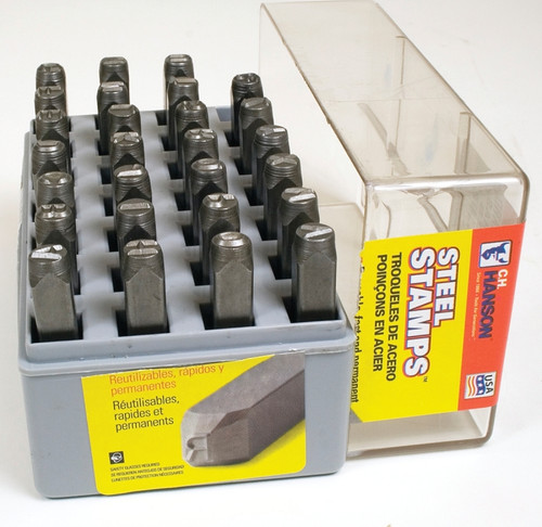 CH Hanson 20200 Letter Stamp Set, 27-Piece, Steel, Specifications: 1/8 in Character, 1/4 x 2-3/8 in Shank [SKU: ORG5499371]